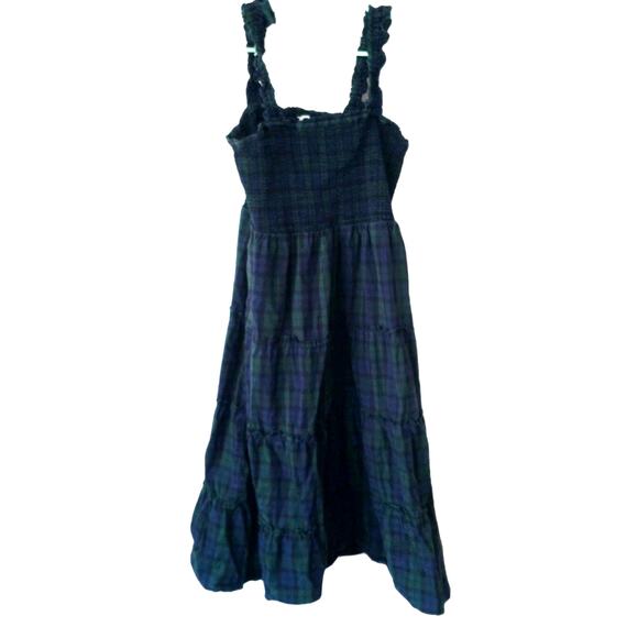 J Crew Tartan Plaid Smocked Womens MEDIUM Tiered $128 Dress Cotton Poplin - Picture 2 of 16